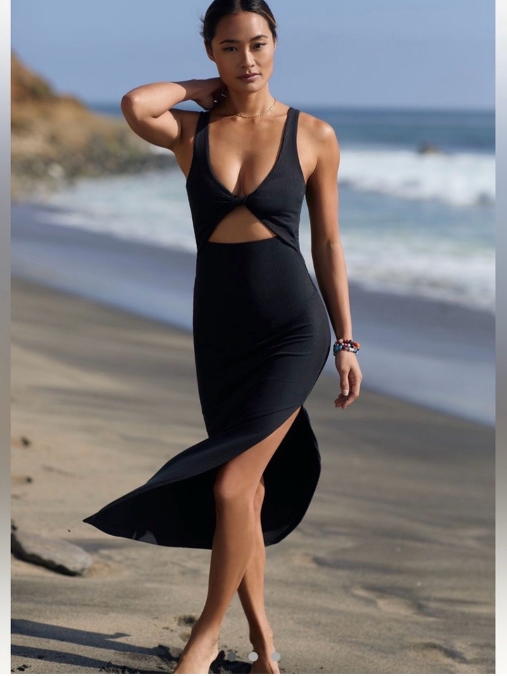 Lspace Black Cutout Maxi Dress with Side Slit